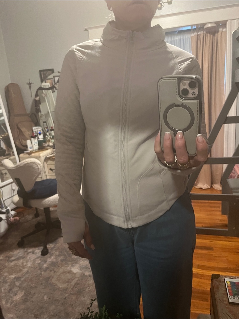 lululemon athletica Light Gray Zip-Up Bomber Jacket